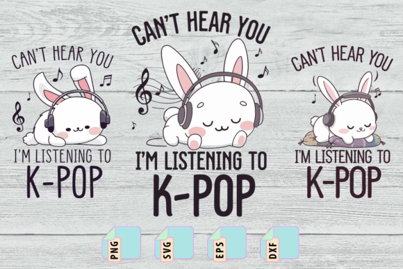 Bunny Listening K Pop SVG: Adorable Design Bundle
