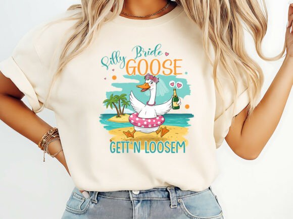 Silly Beach Bachelorette T-Shirt Design & Funny Bride Goose SVG
