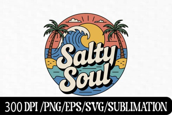 Tropical Vibes Logo Design: Salty Soul Wave & Palm Tree Aesthetic