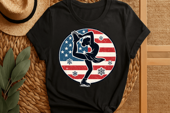 USA Ice Skating T-shirt Design Clipart for Your Winter Projects
