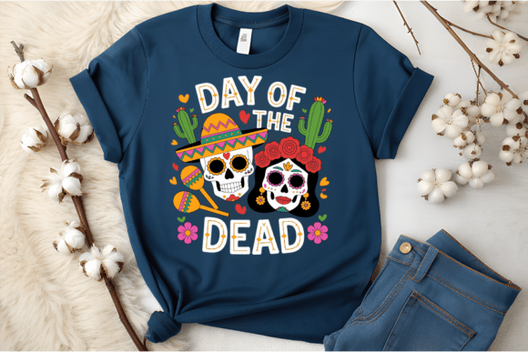 Vibrant Day of the Dead T-Shirt Design for Your Projects